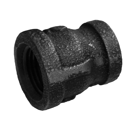Jones Stephens 3/8in. x 1/4in. Black Iron Reducing Coupling, Banded B1650032